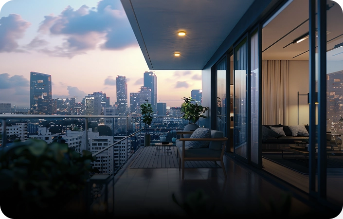Exclusive Terrace-Top Leisure Zone with stunning city views